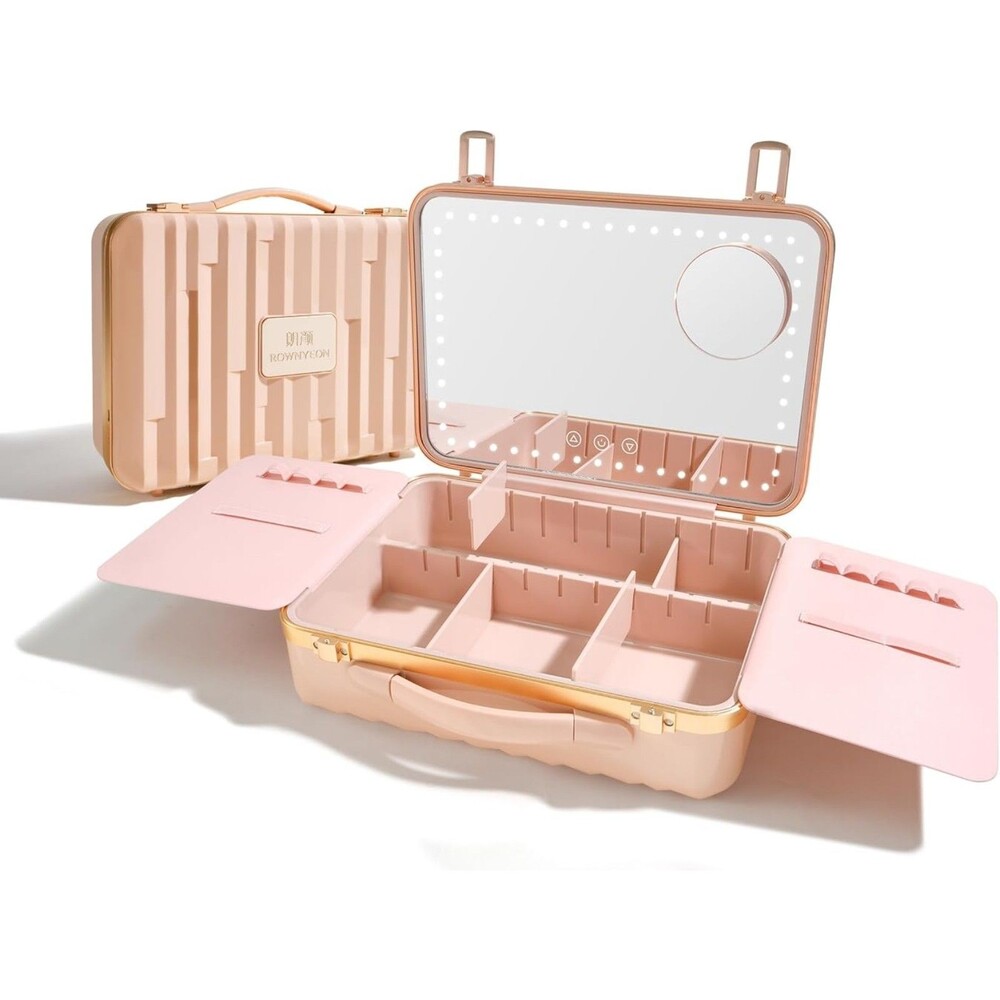 Pink Makeup Travel Case w/LED Mirror NEW